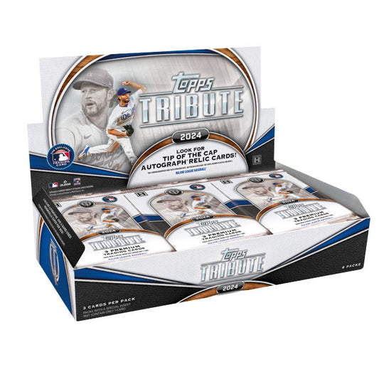 Experience the ultimate thrill of collecting with the 2024 Topps Tribute Baseball Hobby Box! With premium pack pulls, autographed cards, and relics, this box offers endless excitement and a chance to own pieces of your favorite players. Start your collection today and witness the magic of Topps Tribute!
