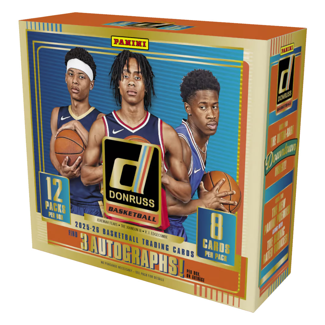 Experience the thrill of opening a 2025-26 Panini Donruss Basketball Hobby Box, packed with premium trading cards featuring the league's biggest stars and hottest rookies. Each box delivers multiple packs loaded with base cards, inserts, and chase cards designed for serious collectors and fans alike. Hunt for rare parallels, autographs, and memorabilia cards that could include some of the most sought-after players in basketball. Perfect for building your collection or finding that one card to complete your 