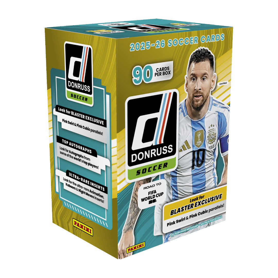 Collect the stars of international football with the 2025-26 Panini Donruss Road To FIFA World Cup Hobby Blaster Box. Each box delivers premium trading cards featuring elite players competing on the world's biggest stage. Pull rare inserts, autographs, and limited-edition parallels showcasing the tournament's most anticipated matchups. Perfect for collectors and fans building their World Cup card collection. Hobby-grade quality with enhanced pull rates makes every pack exciting.