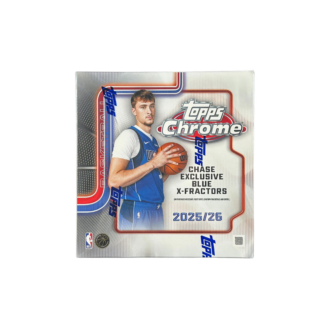Elevate your basketball card collection with the 2025-26 Topps Chrome Basketball Mega Box. This premium release features stunning chrome technology that brings vibrant colors and sharp imagery to every card. Each mega box delivers multiple packs packed with rookie cards, autographs, and rare parallels from today's hottest NBA talent. Whether you're a serious collector or just starting out, this is your chance to pull exclusive hits and build a championship-worthy collection. Don't miss out on one of the yea