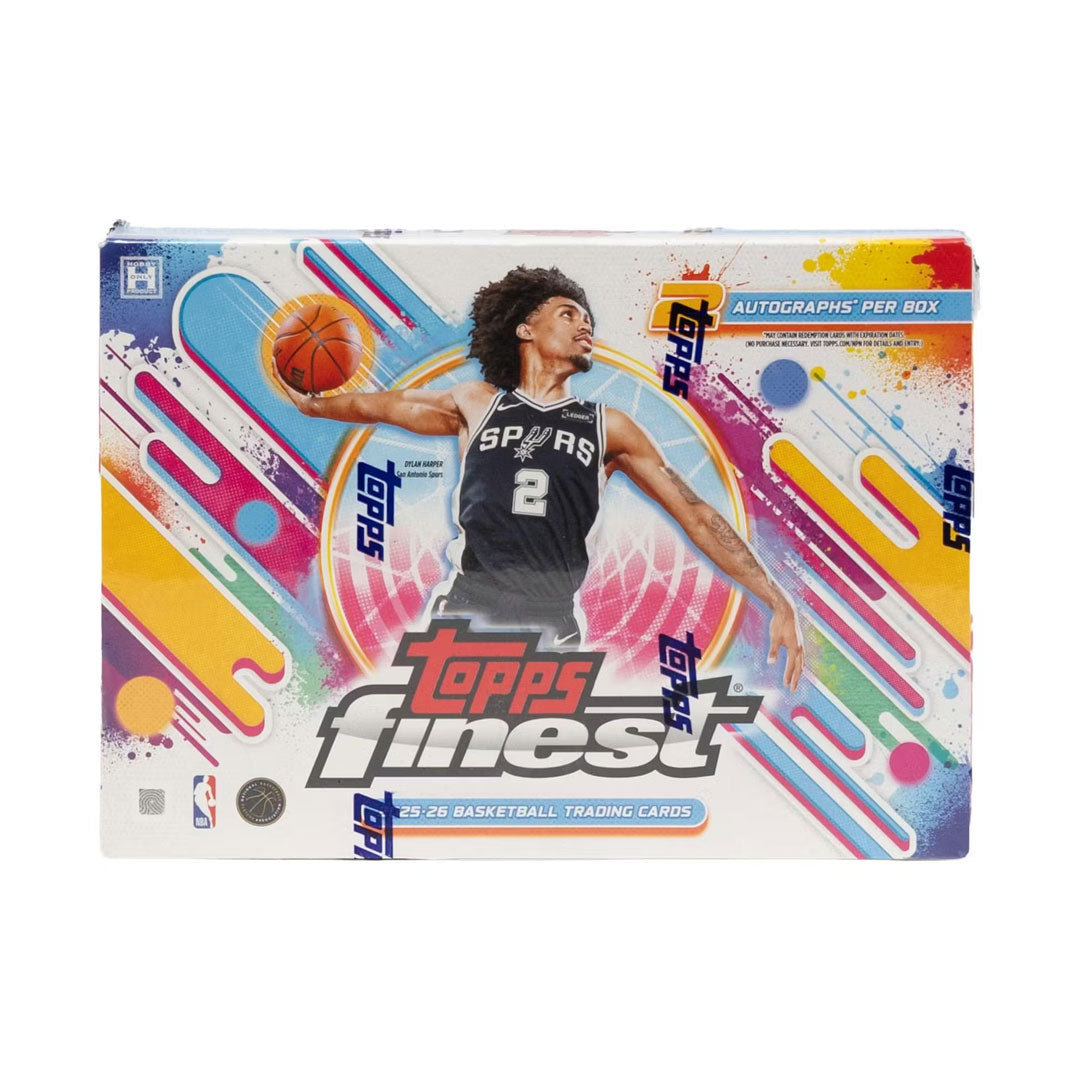 Elevate your basketball card collection with the 2025-26 Topps Finest Basketball Hobby Box. This premium release features stunning autographs, rare parallels, and rookie cards of the league's most exciting talent. Each box delivers multiple hits with high-end production quality and exclusive designs. Perfect for serious collectors and investors seeking authentic memorabilia from the current season. Build your collection with cards that capture the essence of professional basketball excellence.