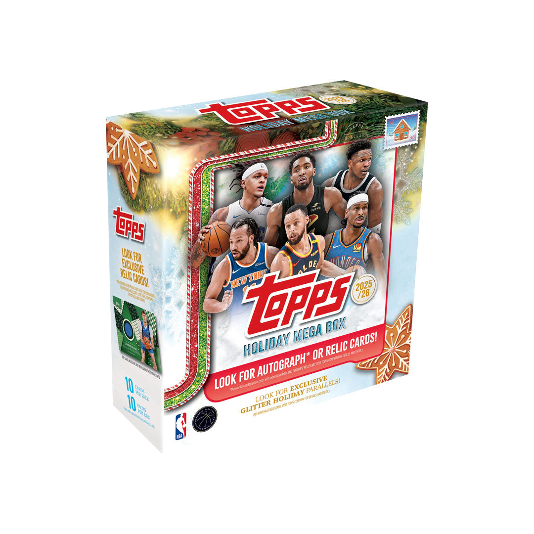Elevate your basketball card collection with the 2025-26 Topps Holiday Basketball Mega Box. This premium release delivers an exceptional value with multiple packs of the latest holiday-themed cards, featuring rookie sensations, star players, and exclusive inserts. Perfect for serious collectors and casual fans alike, each box promises the thrill of discovering rare cards and building your ultimate lineup. Don't miss this limited holiday offering—secure your Mega Box today and experience the excitement of pr