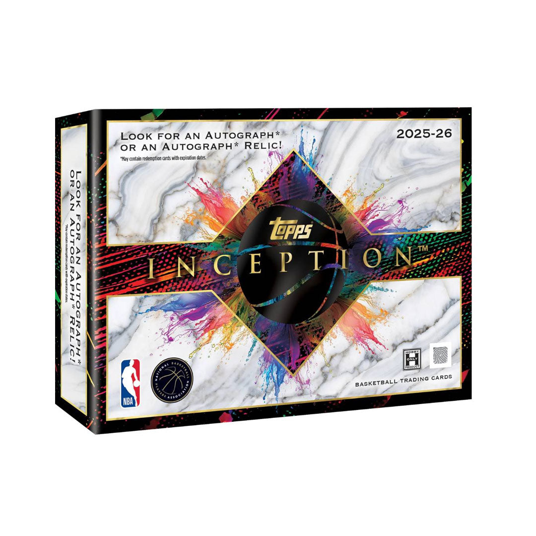 Experience the premium pull with 2025-26 Topps Inception Basketball Hobby Box. Each box delivers high-end basketball cards featuring the league's biggest stars and promising rookies. Expect premium autographs, rare parallels, and limited edition inserts in every pack. Perfect for serious collectors seeking exclusive hits and investment-grade cards. Inception's sophisticated design and low print runs make this a must-have for dedicated basketball card enthusiasts.