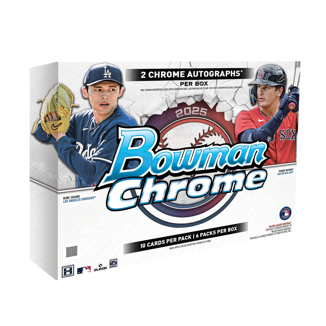 Discover the thrill of unboxing the 2025 Bowman Chrome Baseball Hobby Box, packed with top-tier prospects and exciting rookie cards. Each box delivers a dazzling selection of highly sought-after autographs, parallel cards, and potential future stars, making it a must-have for collectors seeking valuable additions. Elevate your baseball card collection with this premium offering and seize your chance to find the next breakout player.