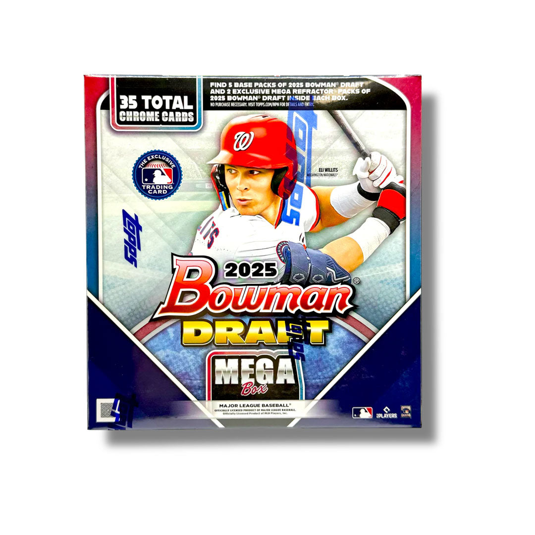 Unlock the future of baseball with the 2025 Bowman Draft Baseball Mega Box. This premium collection delivers multiple packs of rookie cards and prospect autographs, giving you the chance to pull the next generation's biggest stars before they hit the majors. With enhanced pull rates and exclusive content, every box promises excitement and potential investment value. Perfect for collectors seeking early access to tomorrow's legends and serious card enthusiasts building their collections today.