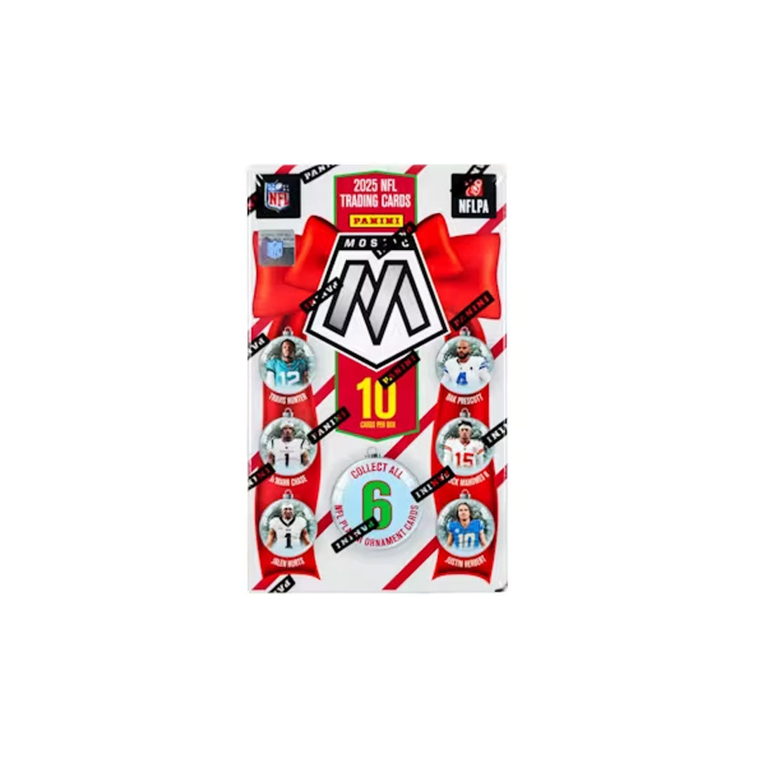 Elevate your holiday collection with the 2025 Panini Mosaic Football Ornament Box—a premium fusion of festive charm and sports passion. Each box delivers stunning mosaic-designed ornaments featuring your favorite NFL stars, making them perfect for decorating your tree or displaying year-round. Ideal for collectors and football enthusiasts alike, these limited-edition pieces combine holiday spirit with authentic sports memorabilia. Add a touchdown of style to your seasonal décor and celebrate the game you lo
