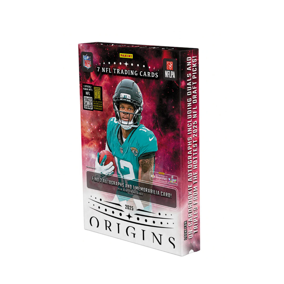 Discover the thrill of the game with the 2025 Panini Origins Football Hobby Box. This exclusive box offers a chance to find rare rookie cards, autographs, and unique memorabilia from the most exciting NFL stars. Perfect for collectors looking to add high-value, visually stunning cards to their collection, it combines quality craftsmanship with the excitement of potential game-changing pulls. Elevate your collection with the 2025 Origins Football Hobby Box and experience the passion of football in every pack
