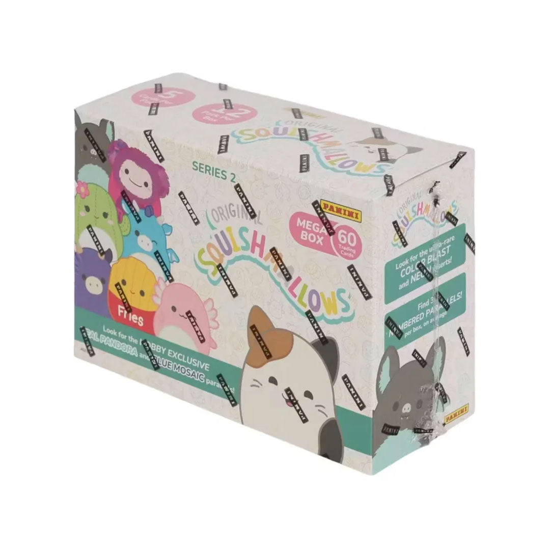 Collect the ultimate Squishmallows experience with the 2025 Panini Series Two Mega Box. This premium collection delivers an impressive array of cards featuring your favorite plush characters in stunning designs. Perfect for dedicated collectors and fans alike, each box contains multiple packs packed with rare pulls and exclusive variants. Build your complete set, chase those hard-to-find cards, and elevate your collection to the next level. Don't miss out on this must-have release from Panini's latest Squis