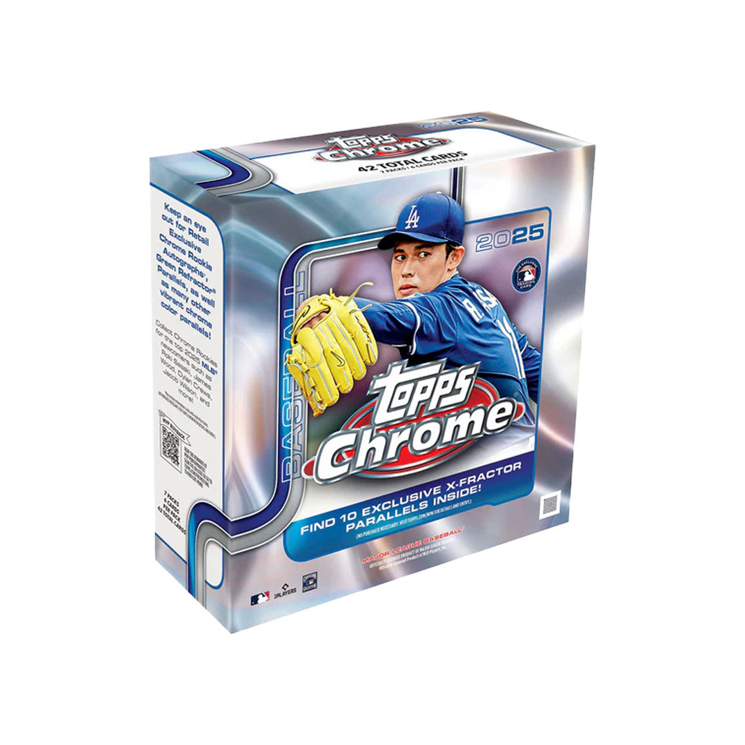 Step up your baseball card collection with the 2025 Topps Chrome Baseball Mega Box. Packed with premium cards featuring top rookies and stars, this Mega Box offers an exciting chance to discover rare parallels and autographs. Perfect for collectors seeking high-quality, visually striking cards that capture the thrill of the game. Don’t miss out on adding valuable and sought-after cards to your lineup.