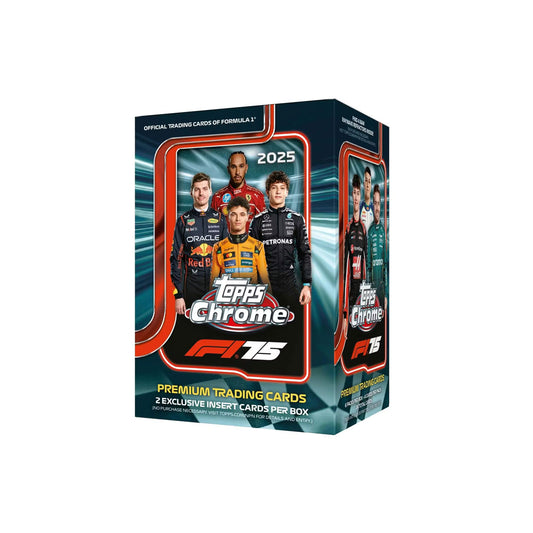 Experience the thrill of Formula One collecting with the 2025 Topps Chrome F1 Blaster Box. This premium trading card set delivers stunning chrome technology that brings iconic F1 drivers and moments to life with vibrant, eye-catching designs. Perfect for seasoned collectors and newcomers alike, each box contains multiple packs packed with potential hits, including rare inserts and autograph cards. Build your championship collection and own a piece of motorsport history with cards featuring the sport's bigge