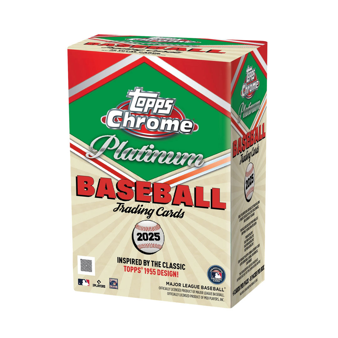 Collect the hottest rookie cards and chrome refractors with the 2025 Topps Chrome Platinum Baseball Blaster Box. This premium box delivers multiple packs of stunning chrome technology cards featuring the year's top prospects and established stars. Each blaster includes exclusive Platinum parallels and rare inserts that serious collectors crave. Perfect for building your collection or chasing that elusive autograph or memorabilia card. Ideal for fans who want premium baseball cards without the premium price 