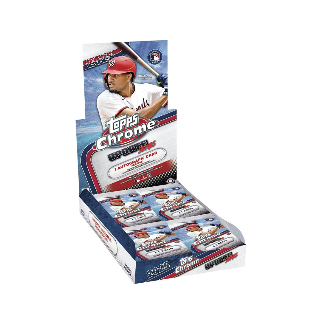 Elevate your baseball card collection with the 2025 Topps Chrome Update Baseball Hobby Box. This premium release features the season's most sought-after rookies and star players with stunning chrome technology that brings cards to life. Each box delivers multiple hits and rare parallels, making it perfect for serious collectors and investors alike. Experience the thrill of pulling exclusive autographs and memorabilia cards. Don't miss your chance to own a piece of baseball history with one of the year's mos