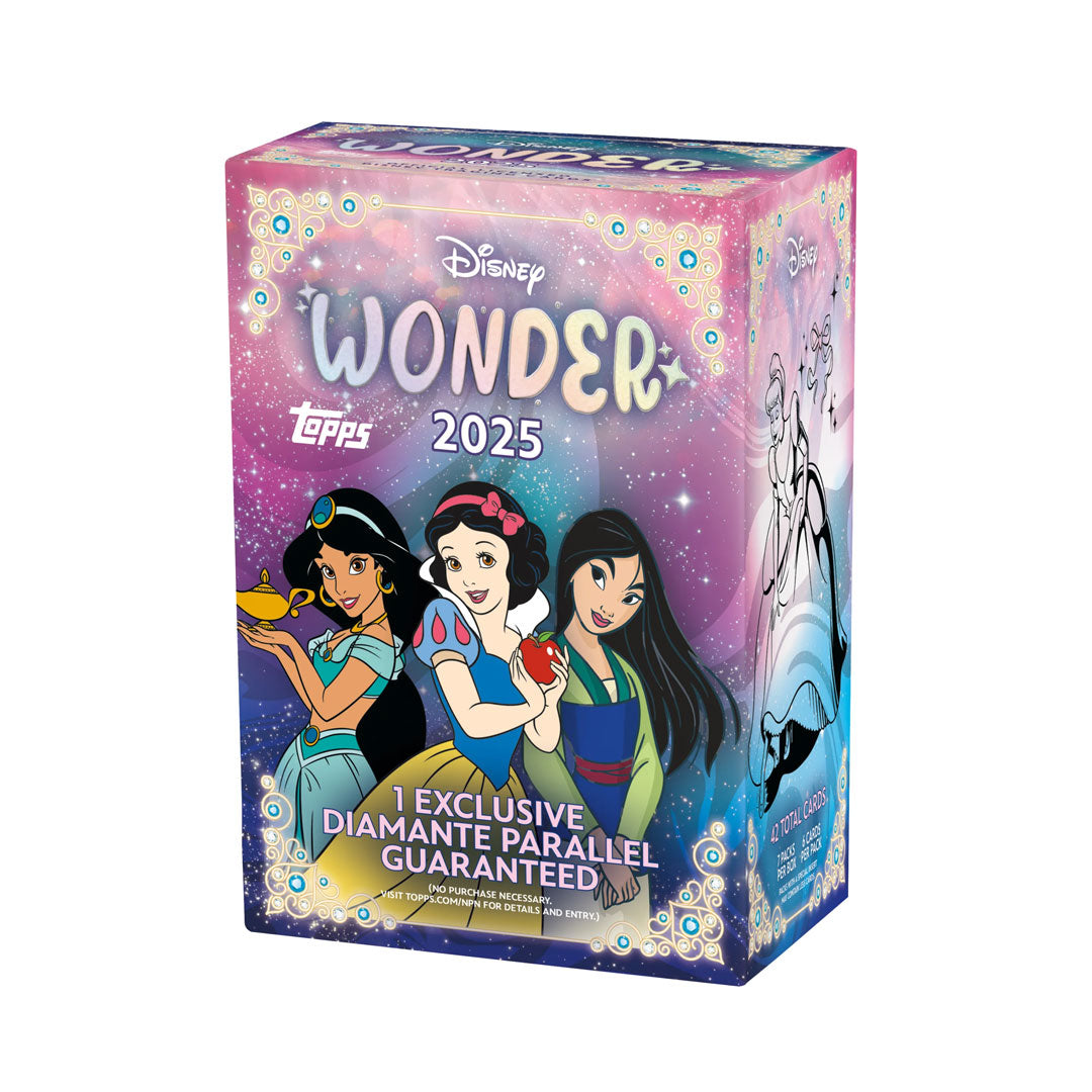 Dive into the magic of Disney with the 2025 Topps Disney Wonder Blaster Box, packed with exclusive trading cards featuring your favorite characters and iconic moments. Each box delivers premium packs loaded with stunning artwork, rare inserts, and collectible treasures that bring the enchantment of Disney to life. Perfect for seasoned collectors and newcomers alike, this blaster box offers exceptional value and the thrill of discovering limited-edition cards. Build your Disney collection today and experienc