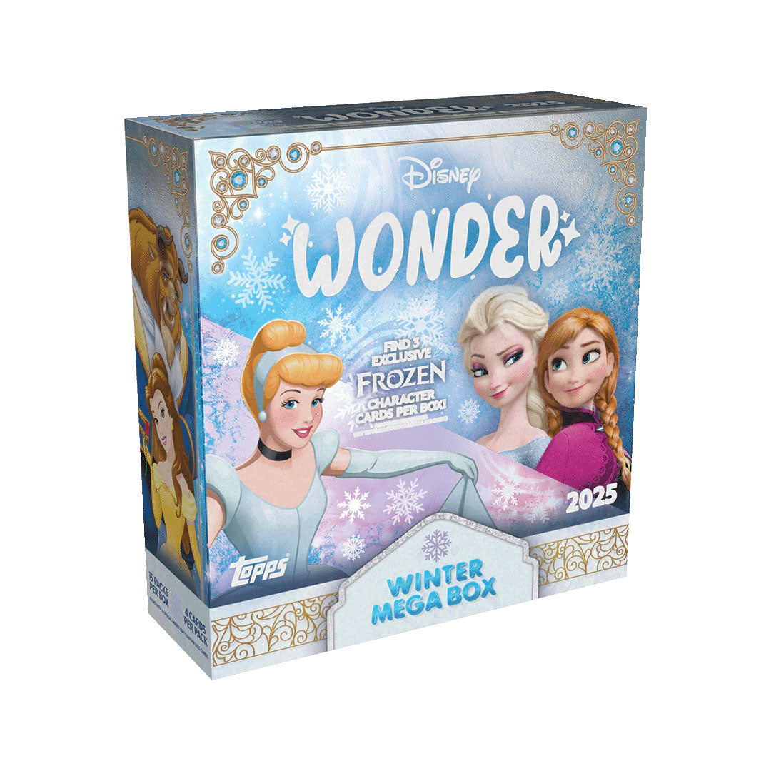 Discover the magic of collecting with the 2025 Topps Disney Wonder Mega Box. Packed with exclusive cards featuring beloved Disney characters, this set offers thrilling chase inserts and stunning artwork. Whether you're a passionate collector or a Disney fan, this Mega Box provides unbeatable value and excitement, delivering countless opportunities to uncover rare treasures and complete your collection. Elevate your hobby and bring the wonder of Disney to your card lineup today.