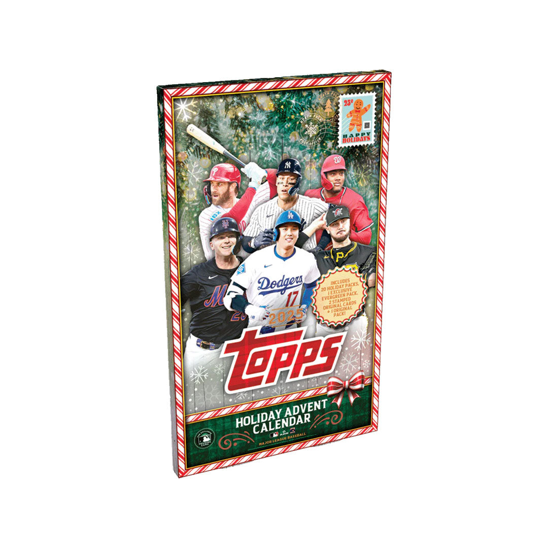 Countdown to the holidays with the 2025 Topps Holiday Baseball Advent Calendar. Open a new surprise each day featuring exclusive baseball cards, limited-edition designs, and collectible treasures. Perfect for fans and collectors who want to celebrate the season while building their card collection. This festive calendar combines the thrill of daily reveals with premium Topps quality, making it an ideal gift for baseball enthusiasts of all ages. Experience the magic of the holidays one card at a time.