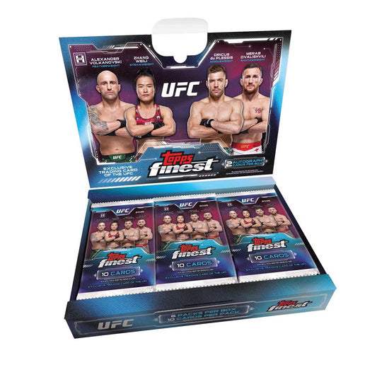 Elevate your UFC card collection with the 2025 Topps UFC Finest Hobby Box. This premium release delivers stunning autographed and memorabilia cards featuring the sport's biggest fighters. Each box contains carefully curated packs with rare parallels, exclusive inserts, and limited-edition chase cards that serious collectors crave. Whether you're hunting for rookie sensations or legendary champions, Topps UFC Finest offers the quality and excitement that makes every pull rewarding. Perfect for building a wor