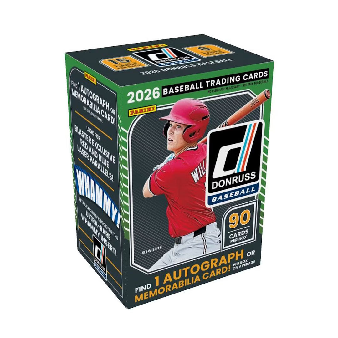 Rip into the 2026 Panini Donruss Baseball Hobby Blaster Box and chase premium cards from the latest season. Each box delivers multiple packs packed with base cards, inserts, and the chance to pull rare parallels and autographs. Perfect for collectors and fans looking