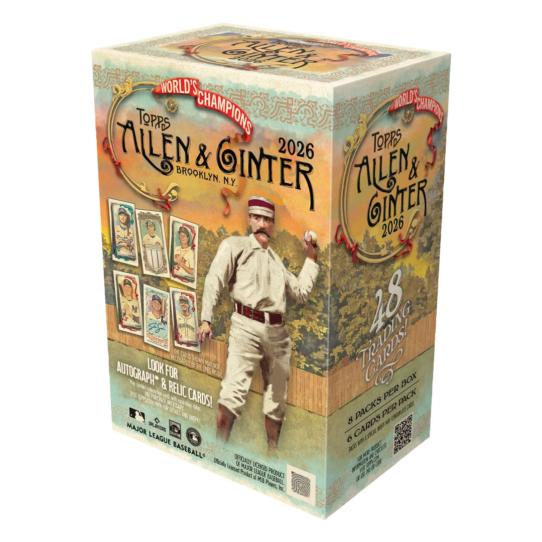 Unlock the excitement of the 2026 baseball card season with the Topps Allen and Ginter Baseball Blaster Box. This carefully curated collection delivers a mix of base cards and premium inserts featuring today's top MLB stars and emerging talent.

Each blaster box includes multiple packs packed with opportunities to pull autographs, relics, and special parallel cards. Allen and Ginter's classic design celebrates the intersection of sports and culture, making each card a collectible treasure.

Perfect for seas