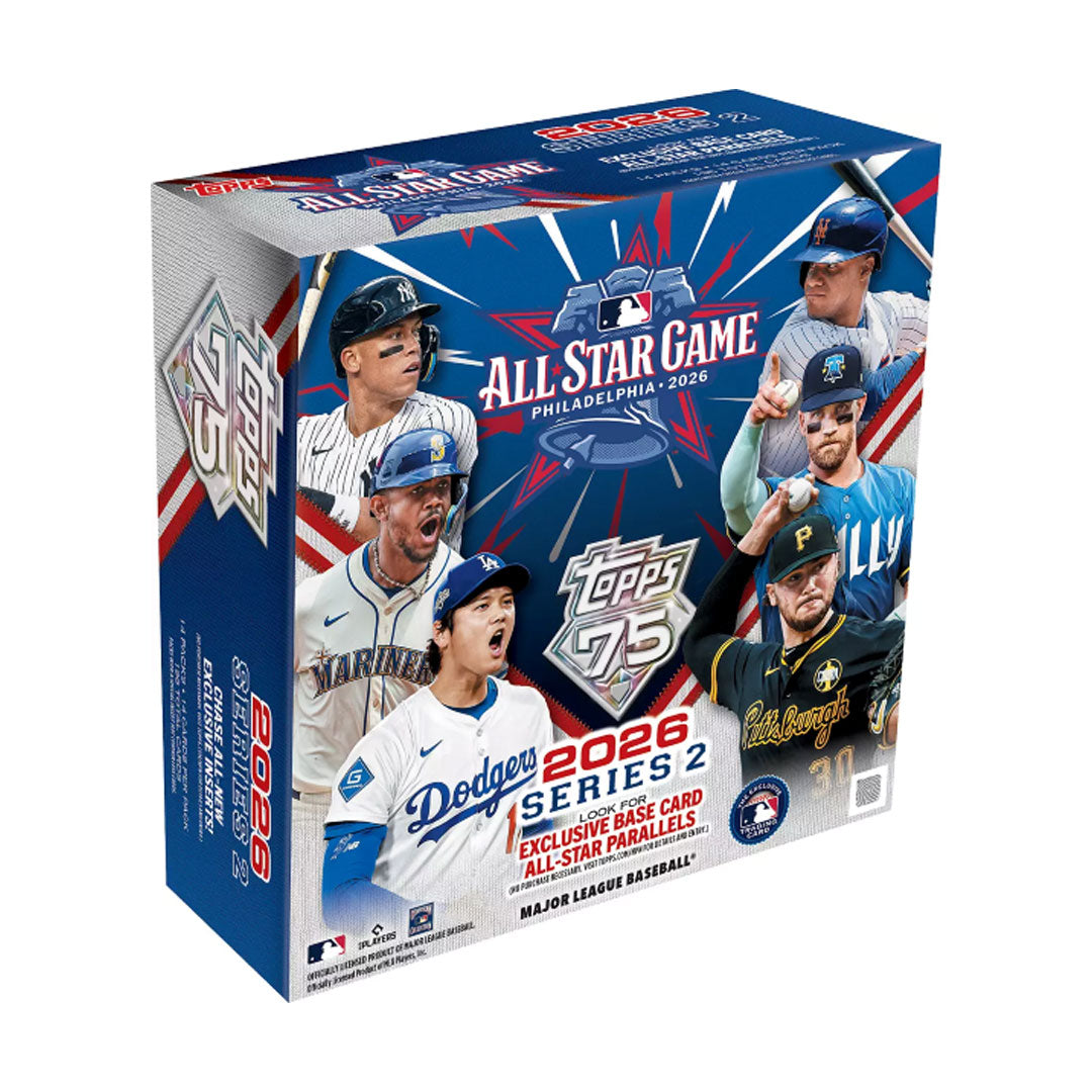 Collect the biggest hits from the 2026 MLB All-Star Game with this premium Topps Mega Box. Packed with exclusive cards featuring the league's brightest stars, this box delivers multiple packs of high-quality baseball cards with enhanced pull rates for rare and autographed cards. Perfect for collectors and fans looking to build their All-Star collection or chase limited-edition inserts. Each box contains a curated selection designed to celebrate the year's most memorable All-Star moments.