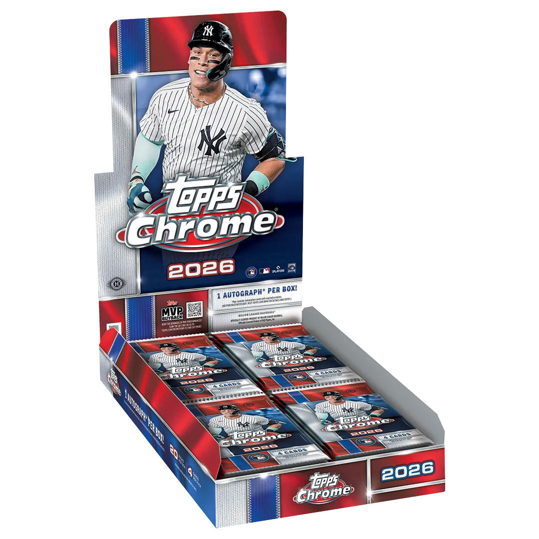 Experience the thrill of opening premium baseball cards with the 2026 Topps Chrome Baseball Hobby Box. Each box delivers multiple packs packed with stunning chrome refractors, rookie cards, and autographed memorabilia from today's biggest stars. Perfect for collectors seeking high-end pulls and investment-grade cards. Build your collection with one of the hobby's most sought-after releases.