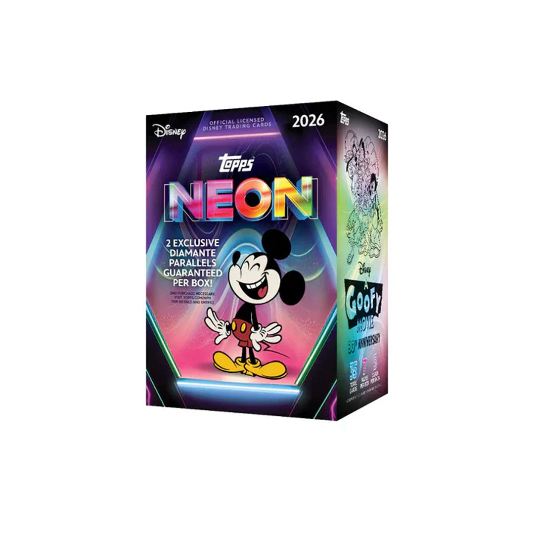 Collect the magic of Disney with the 2026 Topps Disney Neon Blaster Box. This vibrant trading card set features stunning neon-inspired designs showcasing your favorite Disney characters and moments. Each blaster box contains multiple packs packed with base