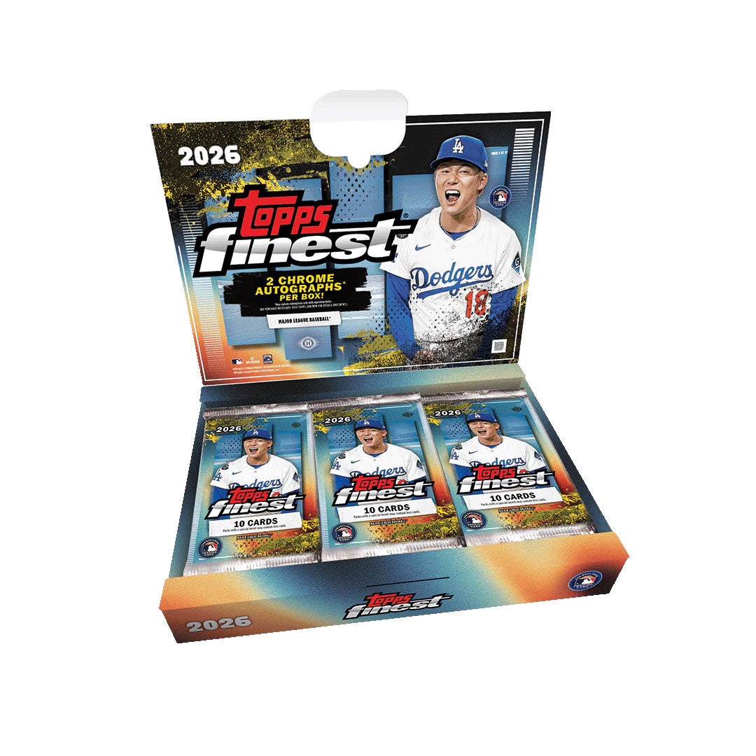 Experience the thrill of collecting with the 2026 Topps Finest Baseball Hobby Box. Each box delivers premium trading cards featuring the sport's biggest stars and promising rookies. With multiple hits per box, you'll find autographs, relics, and rare parallels that elevate any collection. Perfect for serious collectors and enthusiasts seeking high-end baseball cards with exceptional quality and chase value.