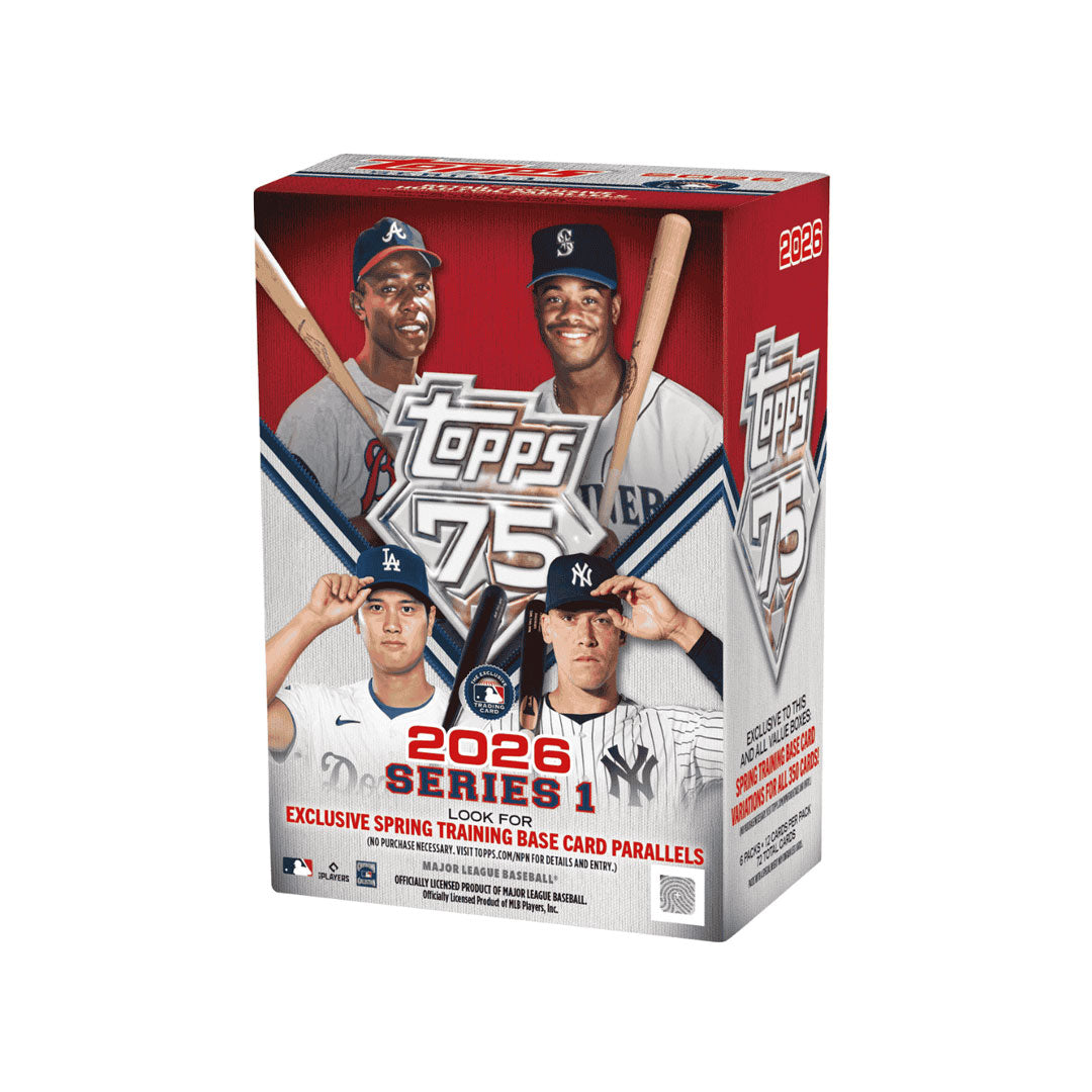 Dive into the 2026 baseball season with the Topps Series One Blaster Box, packed with premium trading cards featuring the sport's biggest stars and hottest rookies. Each box delivers multiple packs of authentic Topps cards, including rare inserts and collectible parallels that could land you valuable hits. Perfect for seasoned collectors and newcomers alike, this blaster box offers an exciting way to build your collection and chase those coveted cards. Don't miss your chance to own a piece of baseball histo