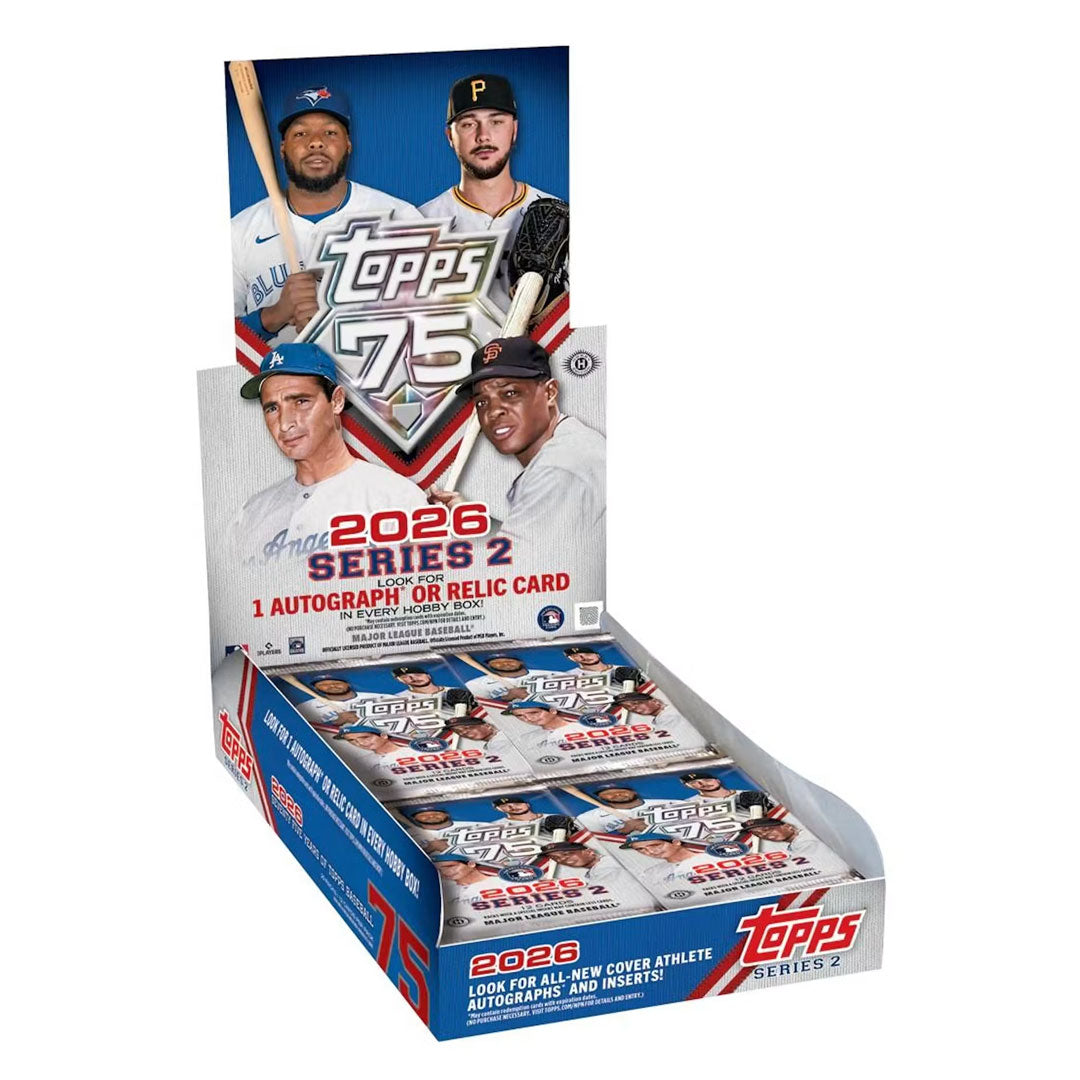 Dive into the 2026 Topps Series Two Baseball Hobby Box and chase premium cards of your favorite players. Each box delivers multiple packs packed with base cards, inserts, and the chance to pull rare parallels and autographs. Perfect for collectors building sets or hunting for rookie sensations and star players. Experience the thrill of the break with every pack.