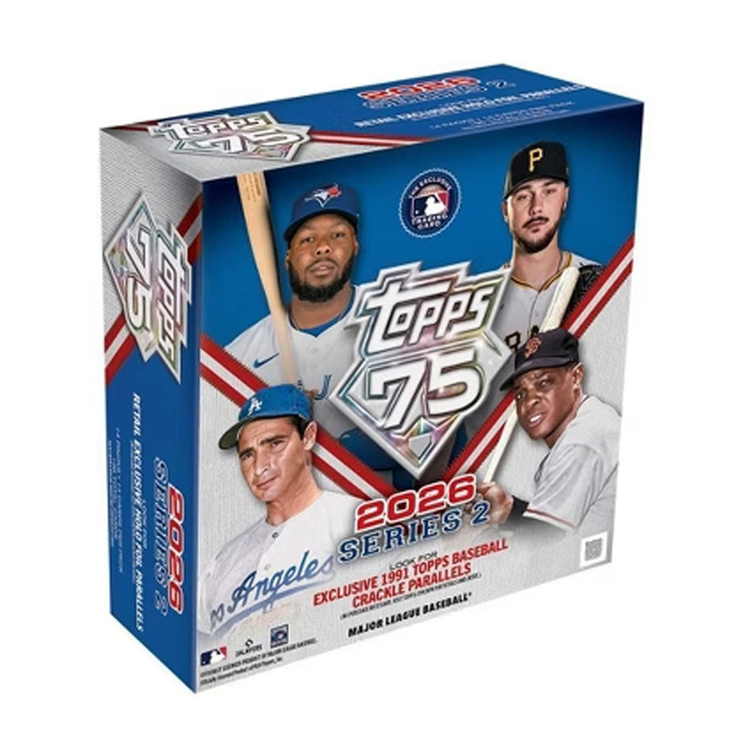 Unlock premium 2026 Topps Series Two Baseball cards with this Mega Box. Each box contains multiple packs loaded with rookie cards, autographs, and rare inserts from the latest MLB season. Perfect for collectors and fans looking to build their collections or chase valuable hits. Sealed and ready to rip.
