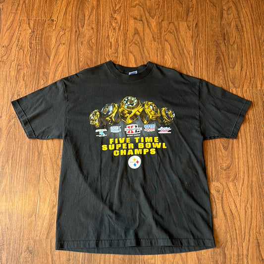 *VINTAGE* Steelers 5 Time SB Champs Tee (FITS LARGE)