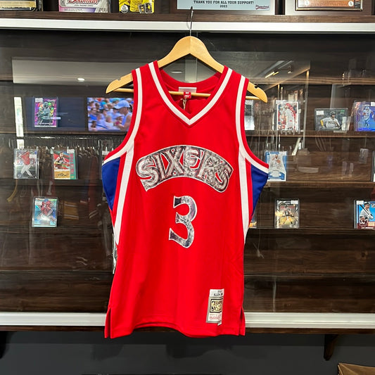 Mitchell And Ness NBA Swingman Jersey Sixers Iverson Red Silver (Mens)