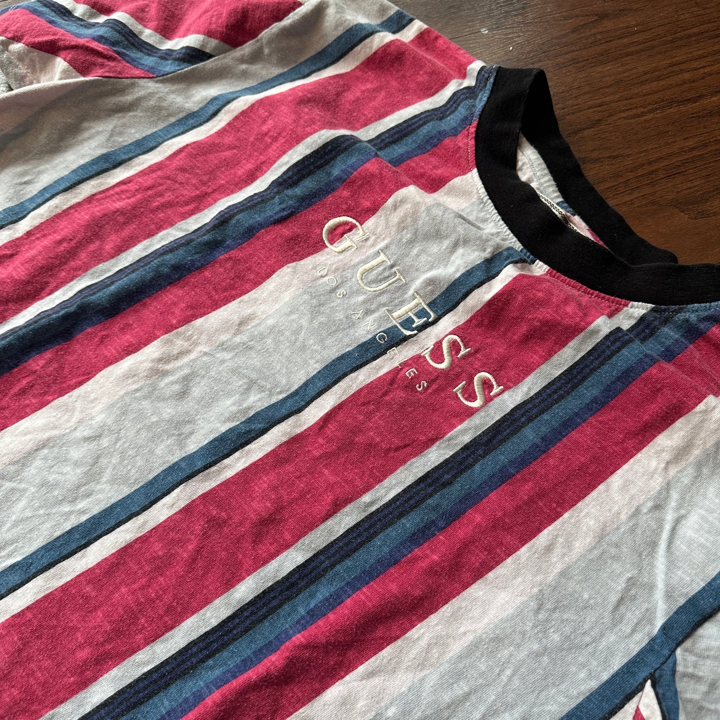 *VINTAGE* Guess Red Stripped Tee (FITS LARGE)