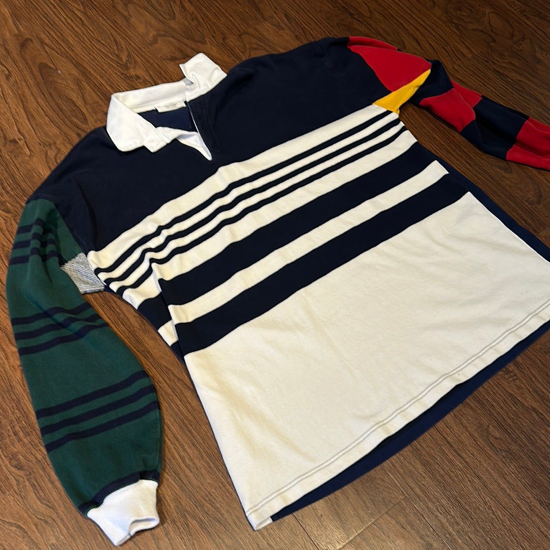*VINTAGE* Stripped Polo Long Sleeve (Fits 2XLARGE)