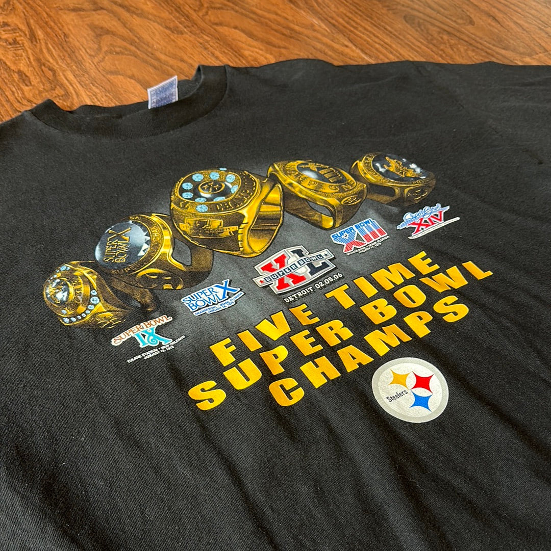 *VINTAGE* Steelers 5 Time SB Champs Tee (FITS LARGE)