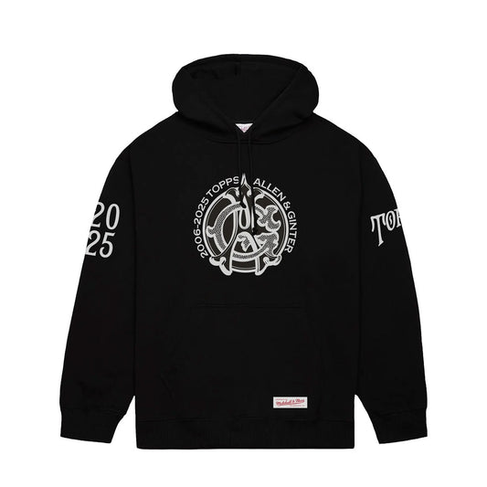 Celebrate baseball history with this exclusive Topps Allen &amp; Ginter Anniversary hoodie by Mitchell &amp; Ness. Blending vintage sports heritage with modern comfort, this black pullover features iconic branding that honors the legendary trading card collection. Perfect for collectors and fans who appreciate timeless design, the premium construction ensures durability through countless wears. Whether you're cheering at the ballpark or relaxing at home, this piece connects you to baseball's golden era whil