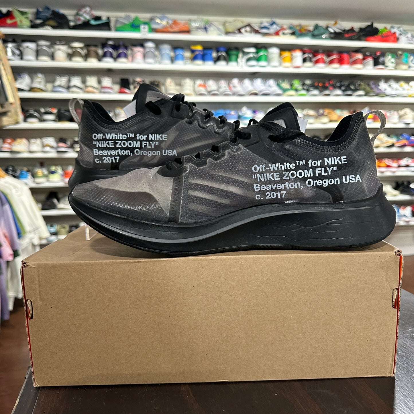 *USED* Nike Off-White Zoom Fly Black Silver (SIZE 14)