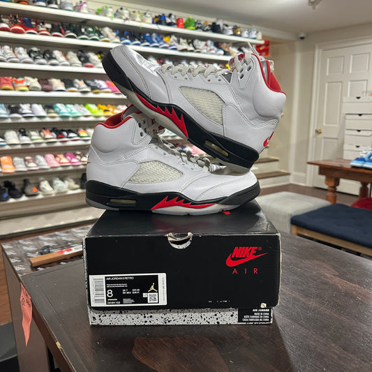 *USED* Air Jordan 5 Fire Red Silver Tongue (size 8)