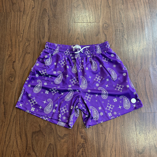Common Hype Premium Purple Paisley Stitch Mesh Shorts