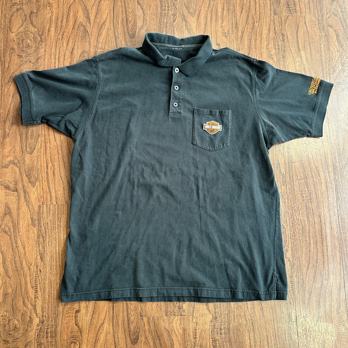 *VINTAGE* Harley Davidson Polo Work Tee (FITS X-LARGE)