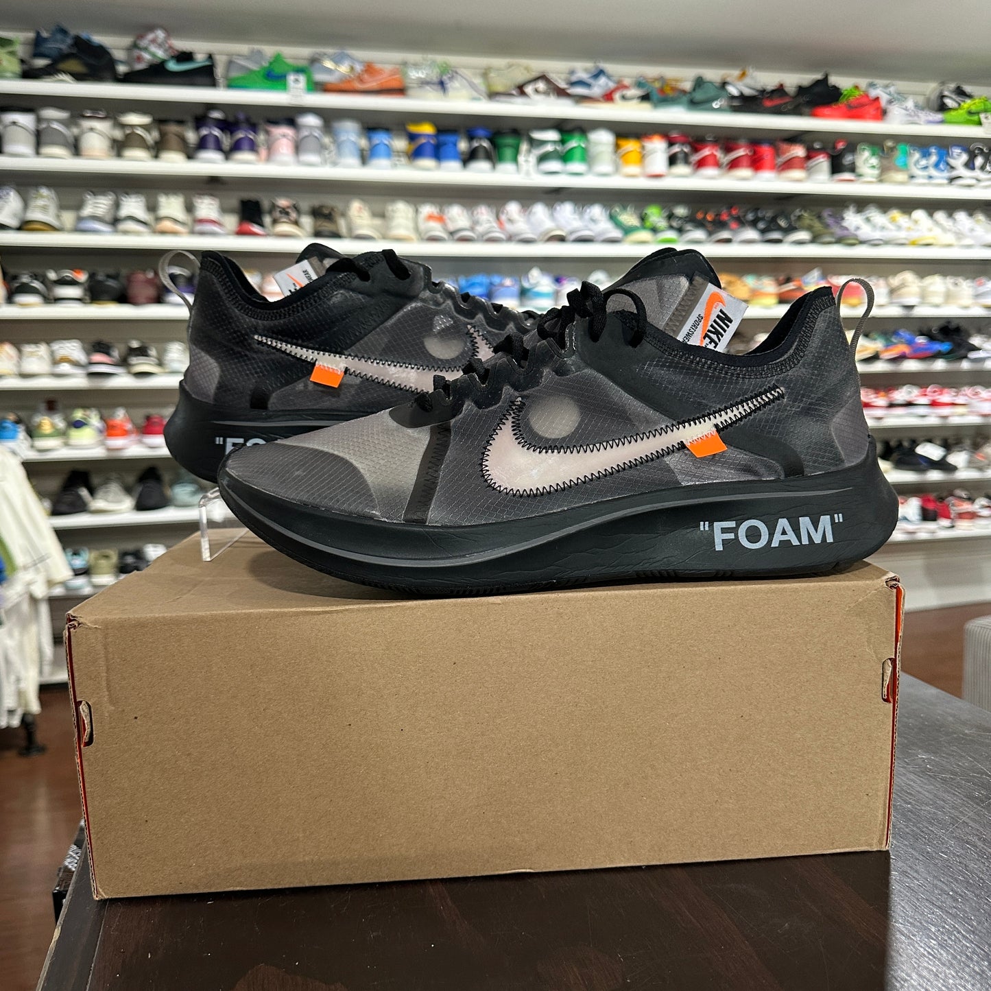 *USED* Nike Off-White Zoom Fly Black Silver (SIZE 14)