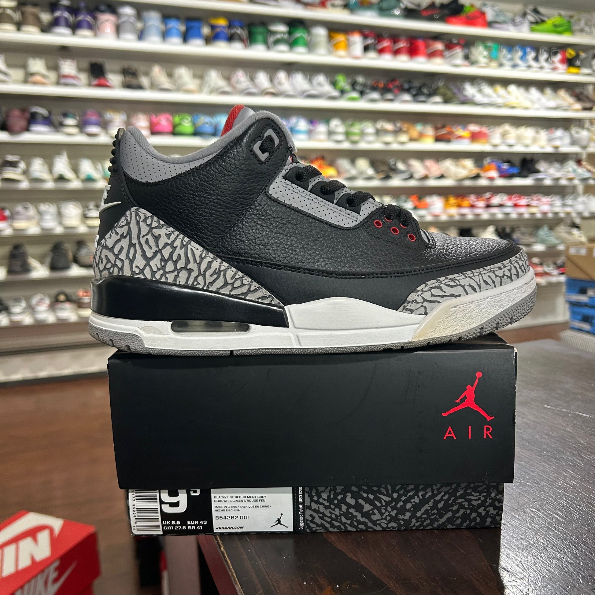 USED Jordan 3 Black Cement 2018 Size 9.5 Sports Connection