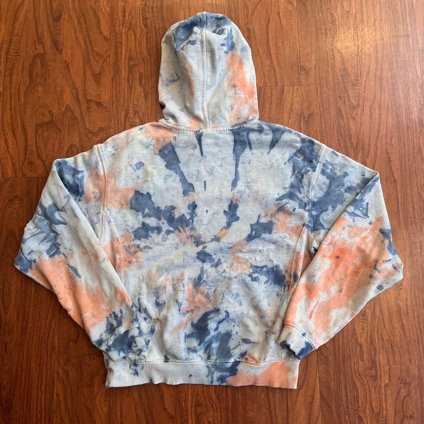 (USED) Kith Embroidered Logo Tie Dye Distressed Hoodie (size Small)