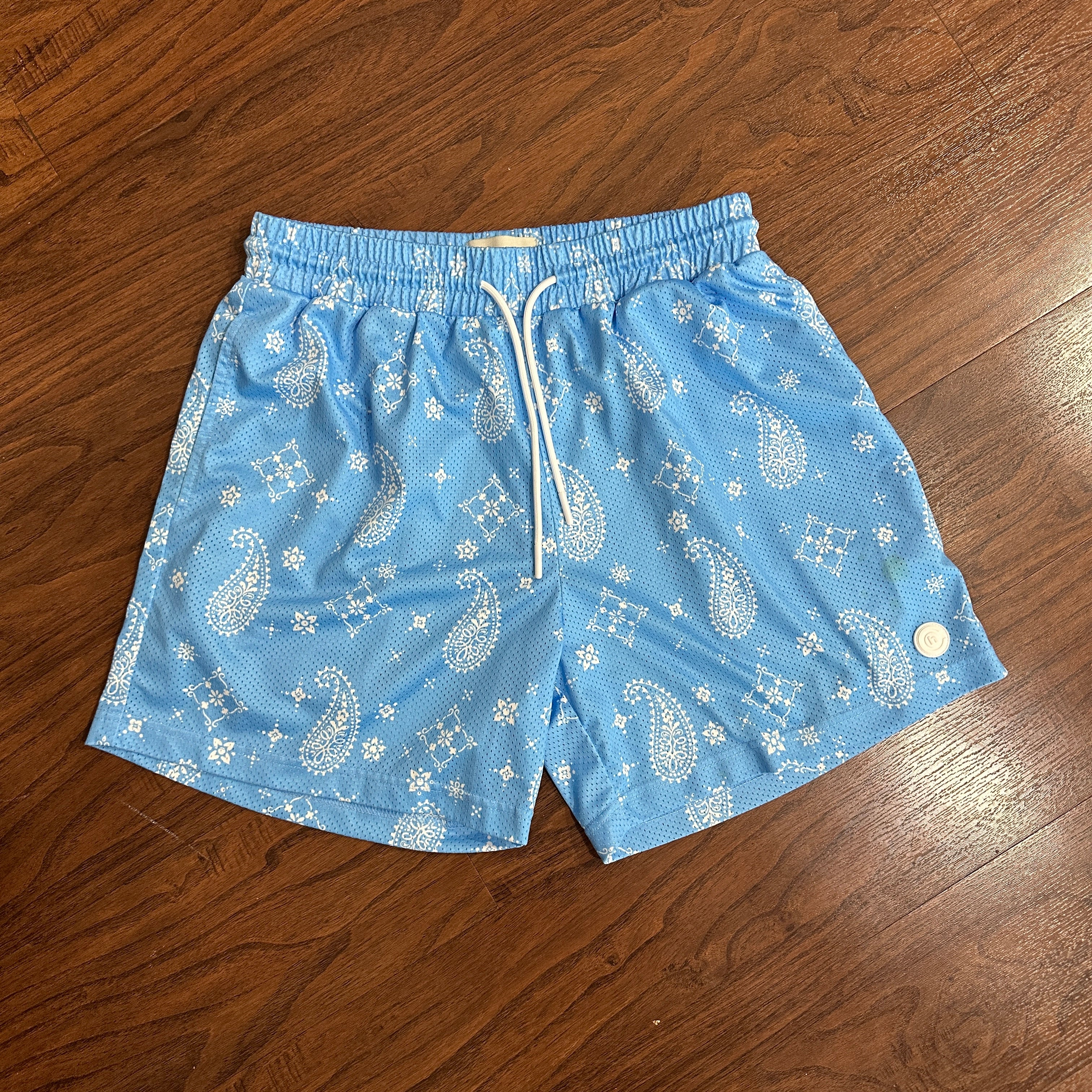 Commonhype blue paisley mesh mens shorts SZ 2024 XL new