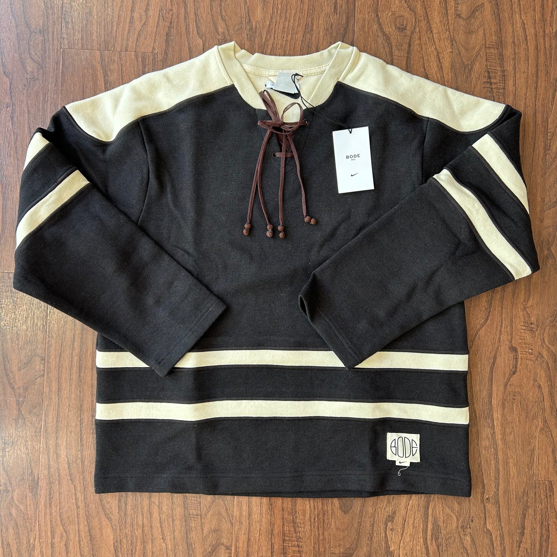 Nike x BODE Lacing Knit Brown/Cream Crewneck – Sports Connection Nike x BODE Lacing Knit Brown/Cream Crewneck – Sports Connection