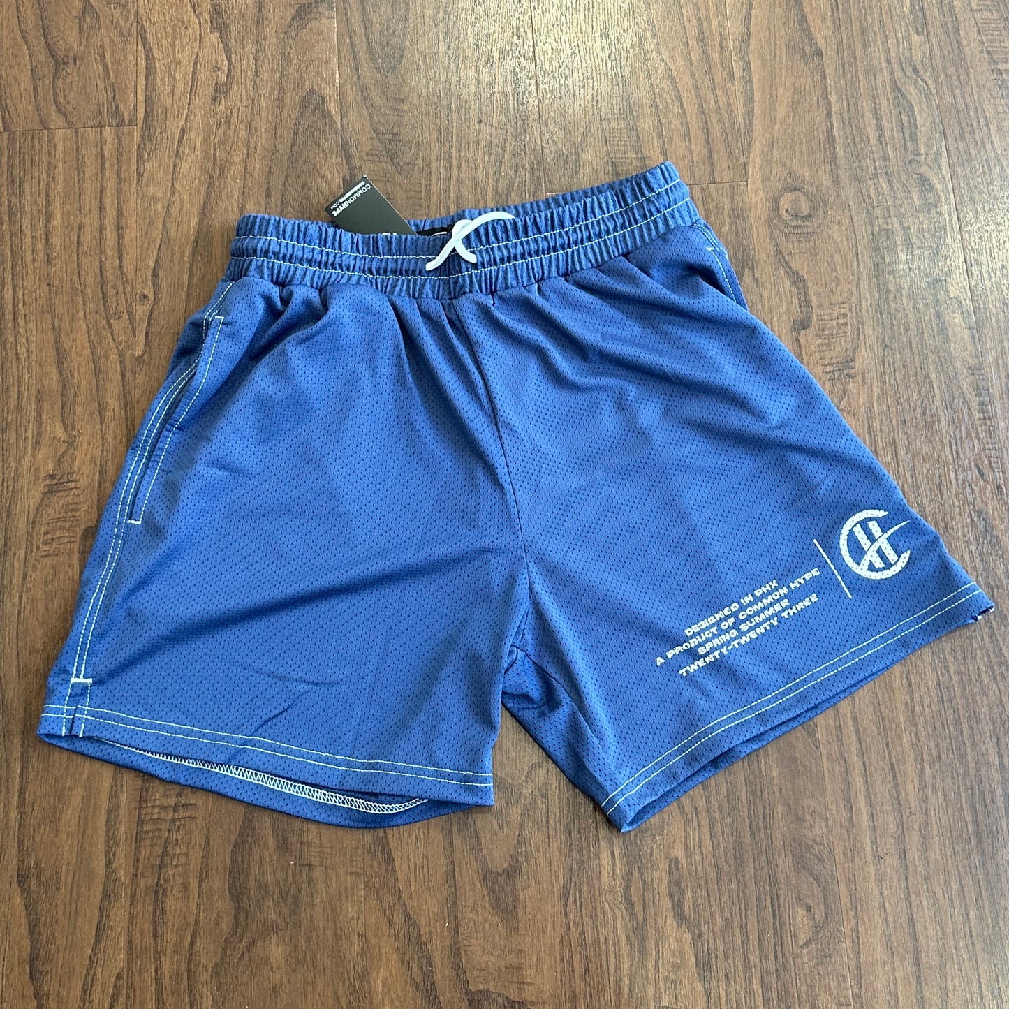 Common Hype Premium Navy Blue Contrast Stitch Mesh Shorts