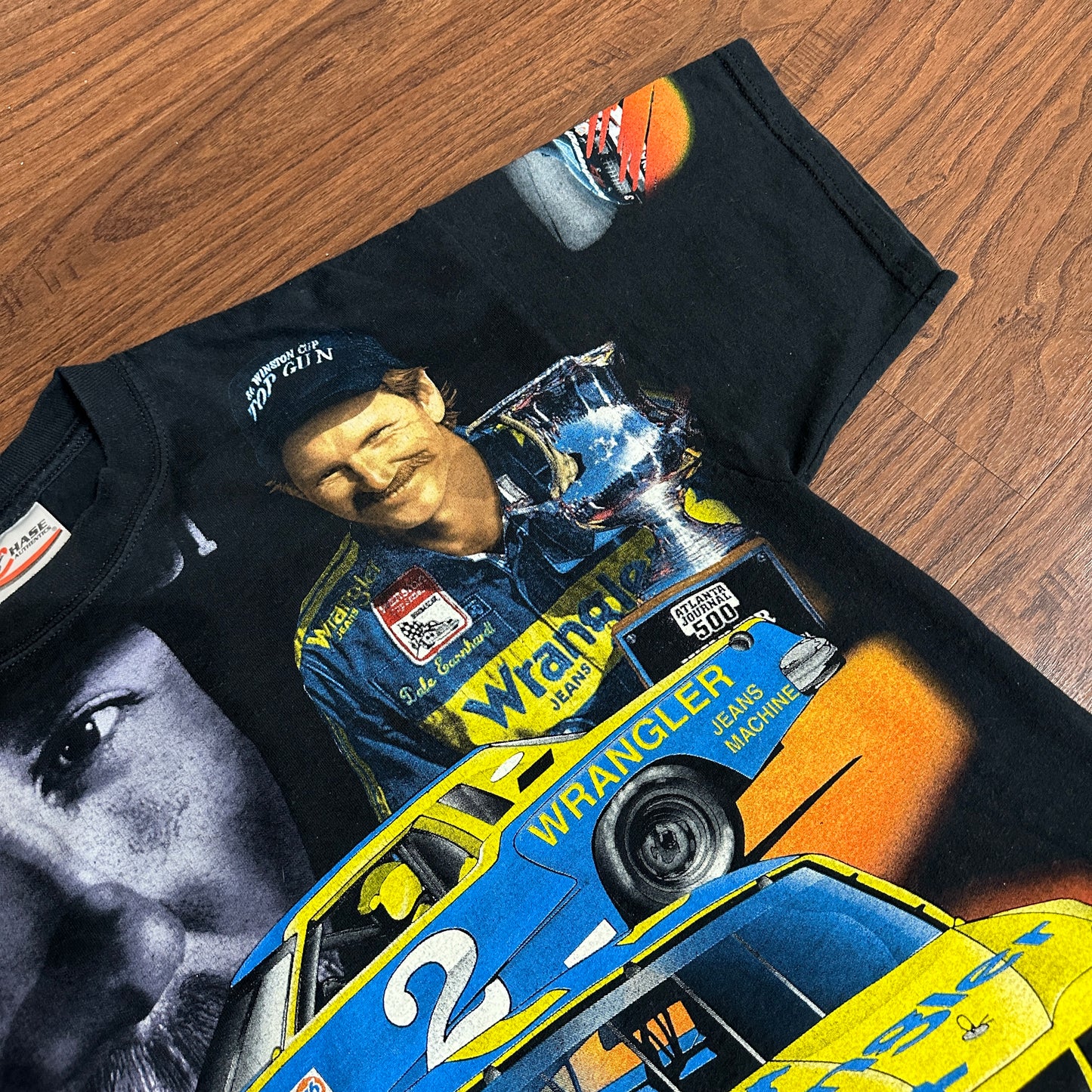*VINTAGE* Chase Authentics Dale Earnhardt All Over Print Black Tee