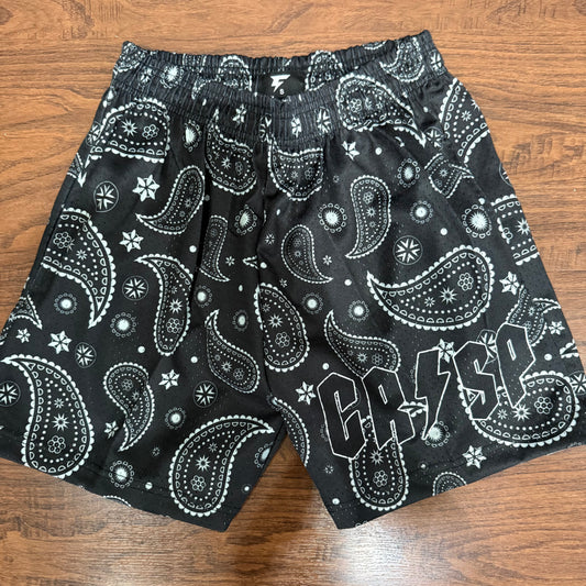 Crispy Black Bandana Mesh Shorts