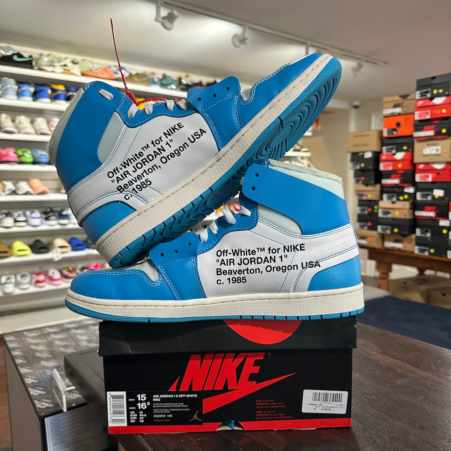 *USED* Jordan 1 Retro High Off-White University Blue ( Size 15 )