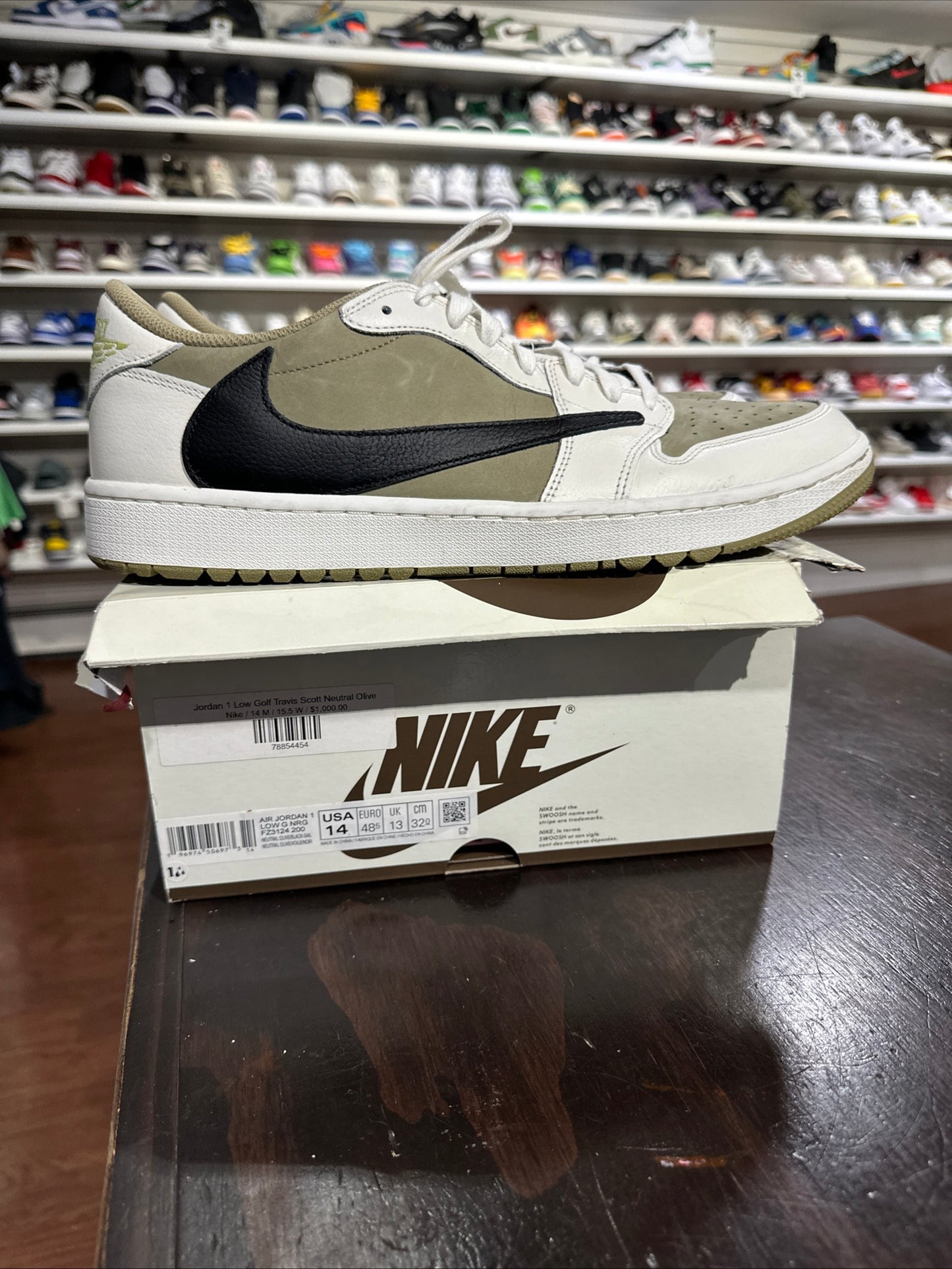 *USED* Jordan 1 Low Golf Travis Scott Neutral Olive (SIZE 14)