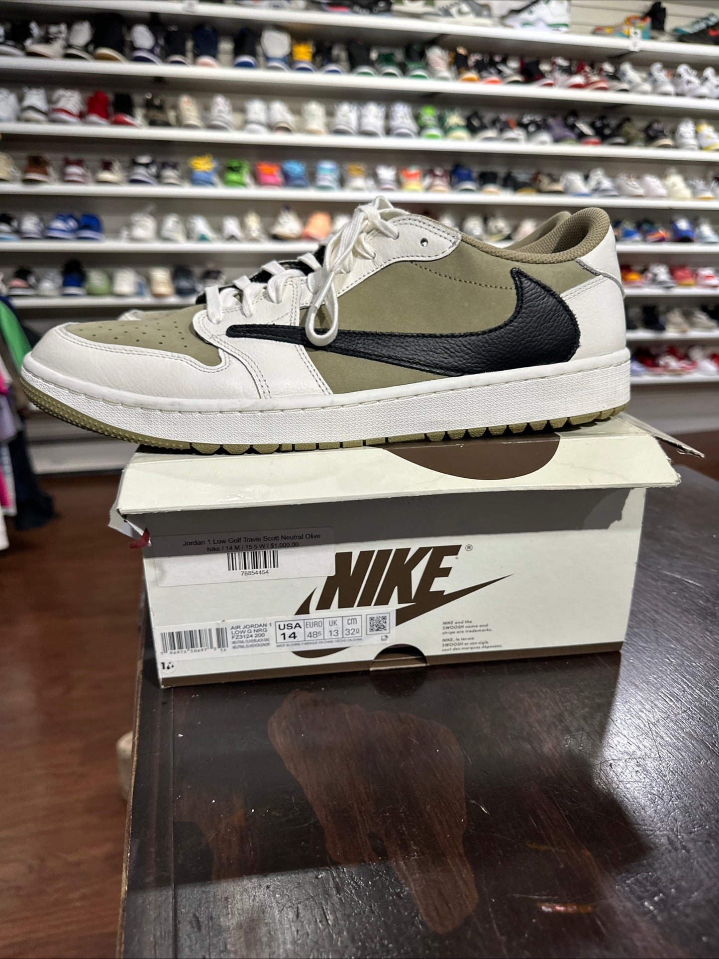 *USED* Jordan 1 Low Golf Travis Scott Neutral Olive (SIZE 14)